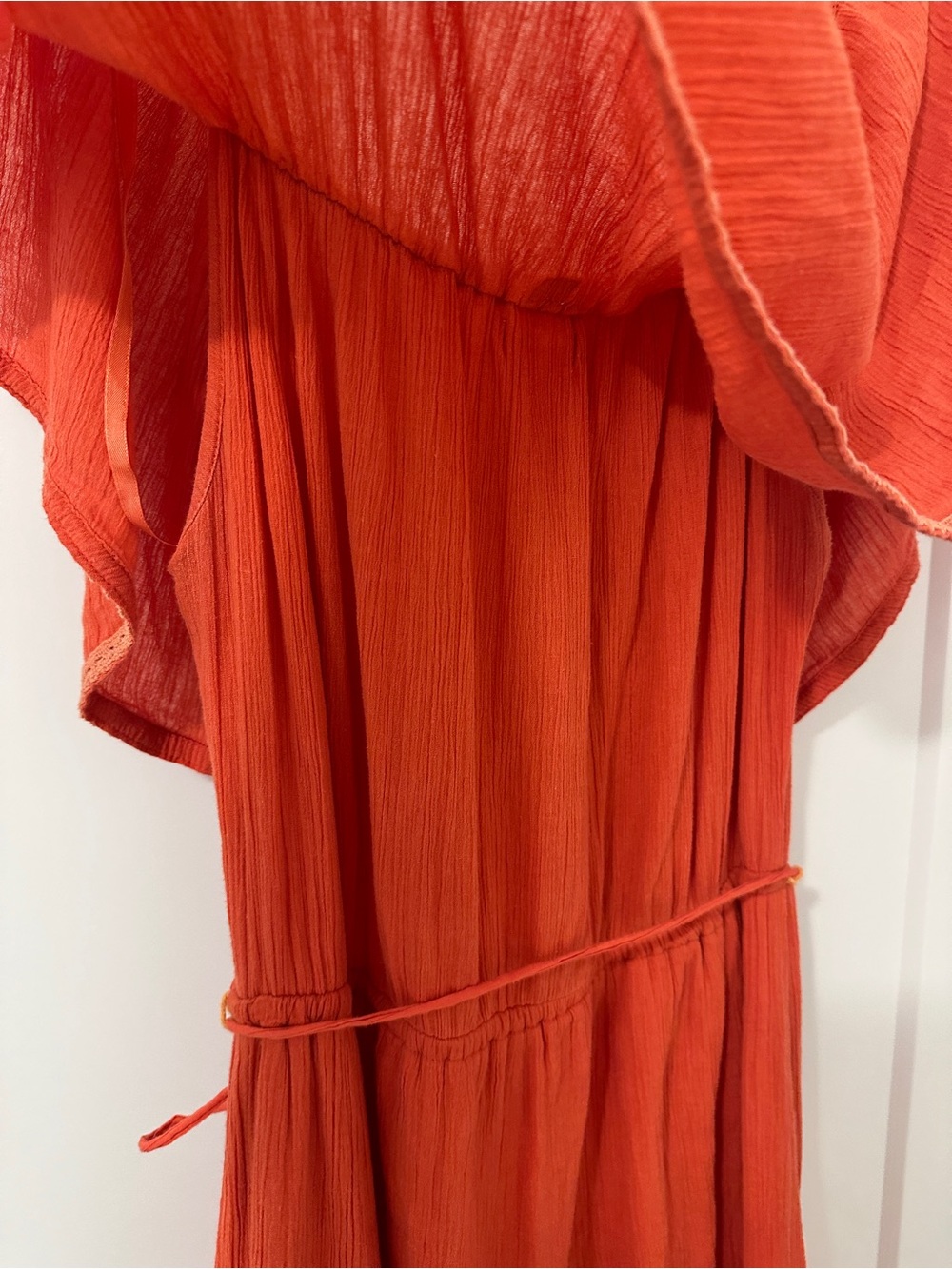 Billabong Red-Orange Off-Shoulder Midi Dress Boho Size Small Women’s - Picture 11 of 13